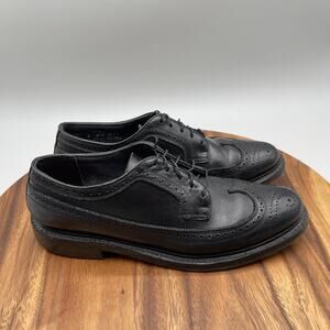VTG Stafford Imperial Oxfords Mens 9 D Black Leather Wingtip Formal Dress Shoes